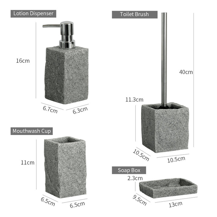 Bathroom Accessories Set Imitati Granite Resin Iiquid Soap D - RAZANSY